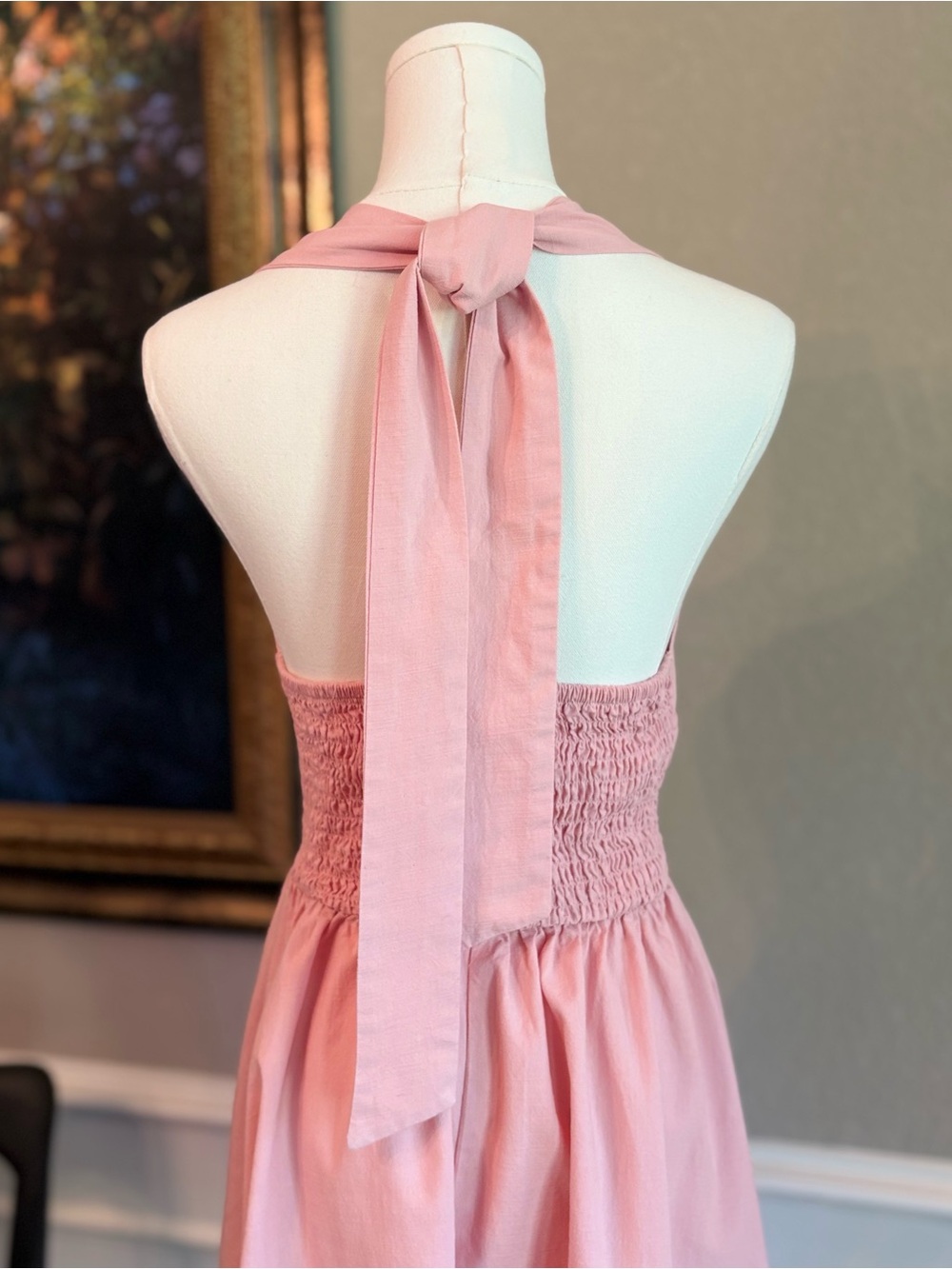 Light Pink Halter Mini Dress with Front Cutout — Small - Picture 6 of 9